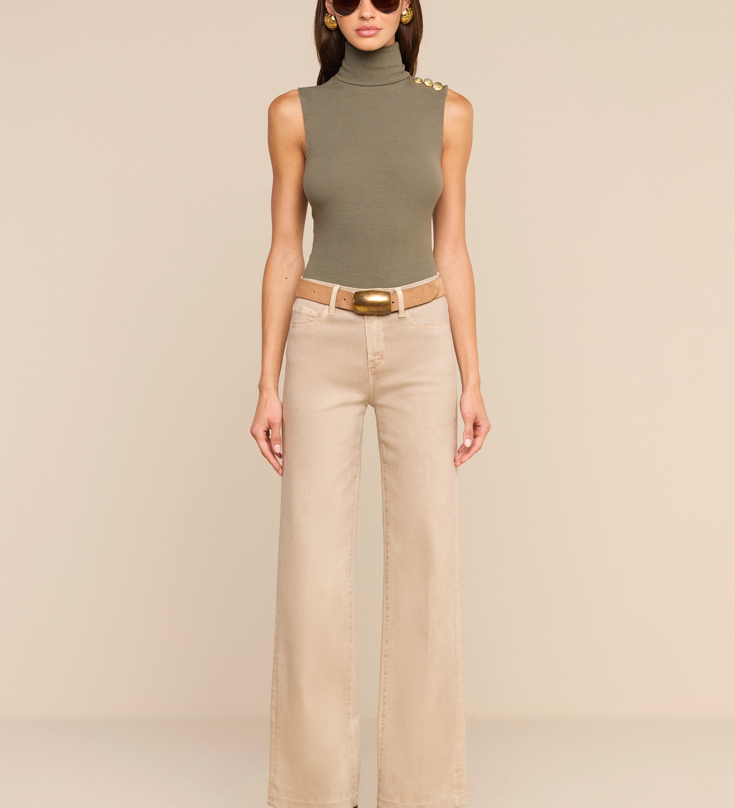 L'AGENCE - Scottie Coated Wide - Leg Jean