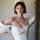 Jennifer Behr - Triple Rosette Headband in Silk Faille -- Cream