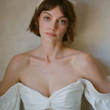 Jennifer Behr - Triple Rosette Headband in Silk Faille -- Cream
