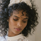 Jennifer Behr - Triple Rosette Headband in Silk Faille -- Cream