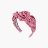 Jennifer Behr - Triple Rosette Headband in Silk Faille -- Rose