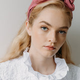 Jennifer Behr - Triple Rosette Headband in Silk Faille -- Rose