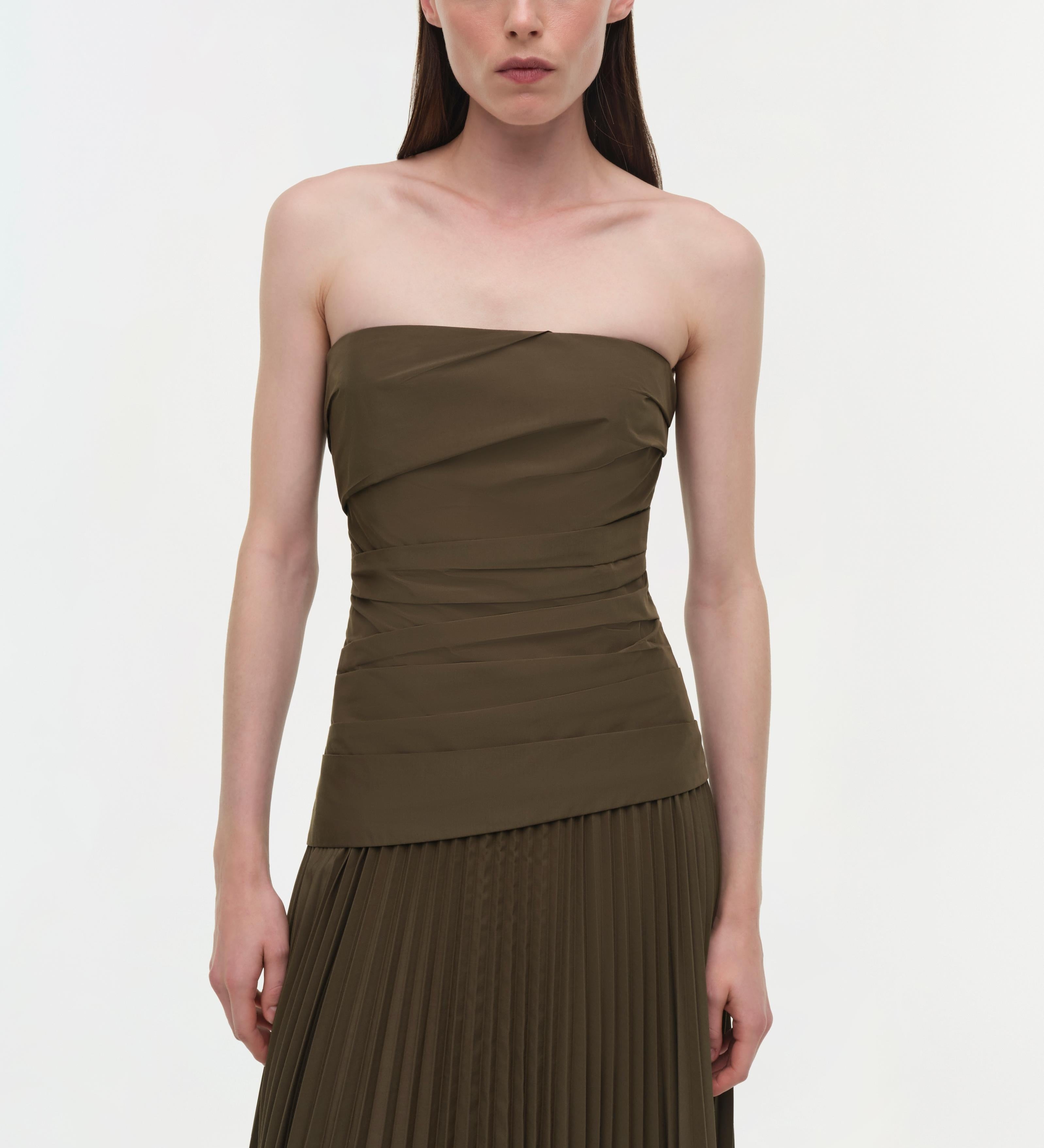 Simkhai - Arie Strapless Cotton Bustier Midi Dress