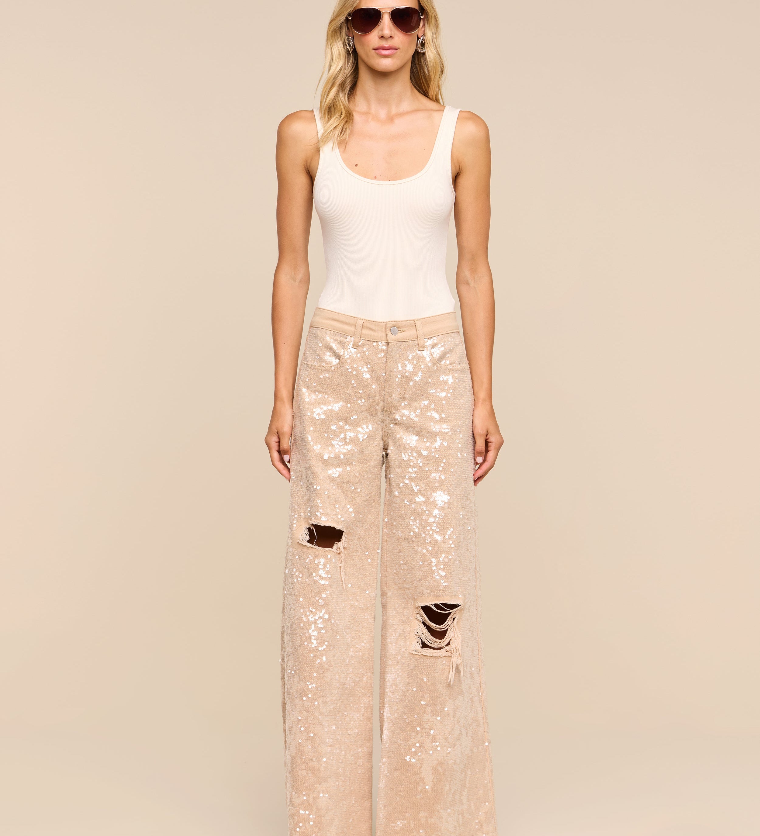 L'AGENCE - Quincy Embellished Wide - Leg Jean