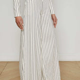 L'AGENCE - Kingston Striped Wide-Leg Pant