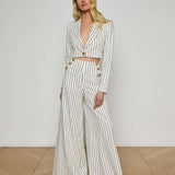 L'AGENCE - Kingston Striped Wide-Leg Pant