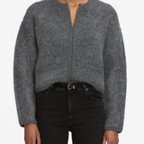 FRAME - The Lofty Crochet Cardi -- Dark Heather Grey