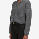 FRAME - The Lofty Crochet Cardi -- Dark Heather Grey