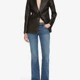 FRAME - The Peak Lapel Leather Blazer -- Black