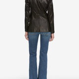 FRAME - The Peak Lapel Leather Blazer -- Black