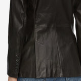 FRAME - The Peak Lapel Leather Blazer -- Black