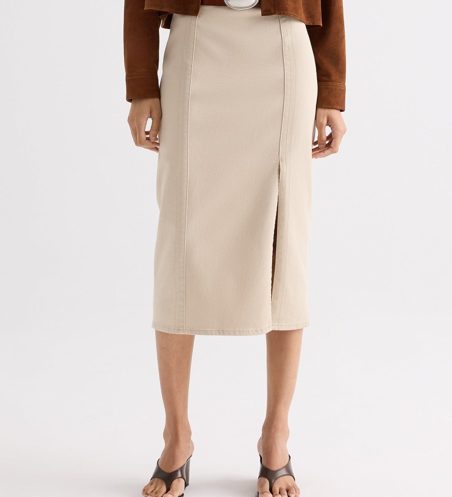 TWP - Pencil Skirt With Details in Sandshell Denim