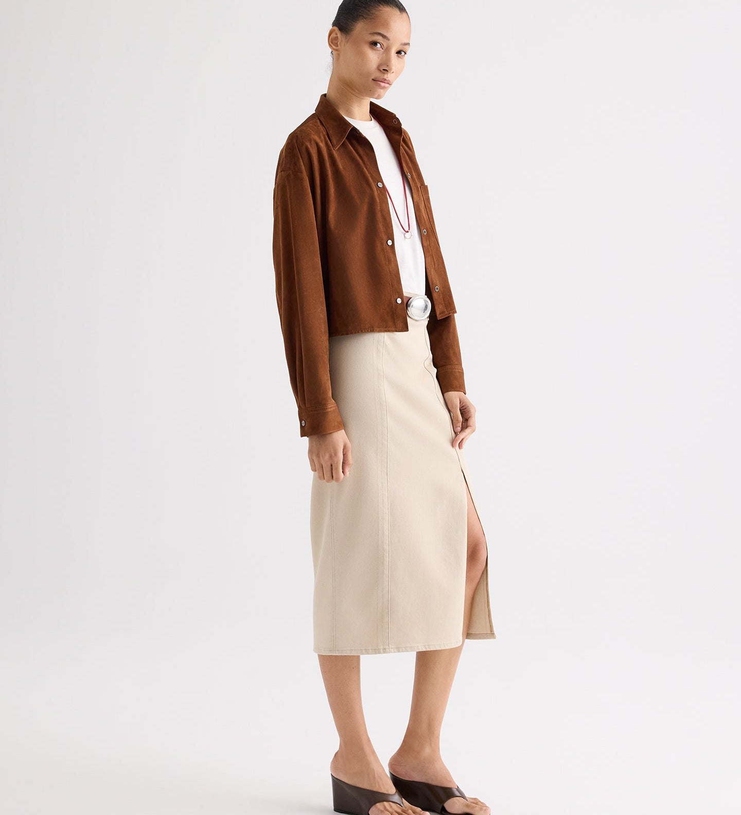 TWP - Pencil Skirt With Details in Sandshell Denim