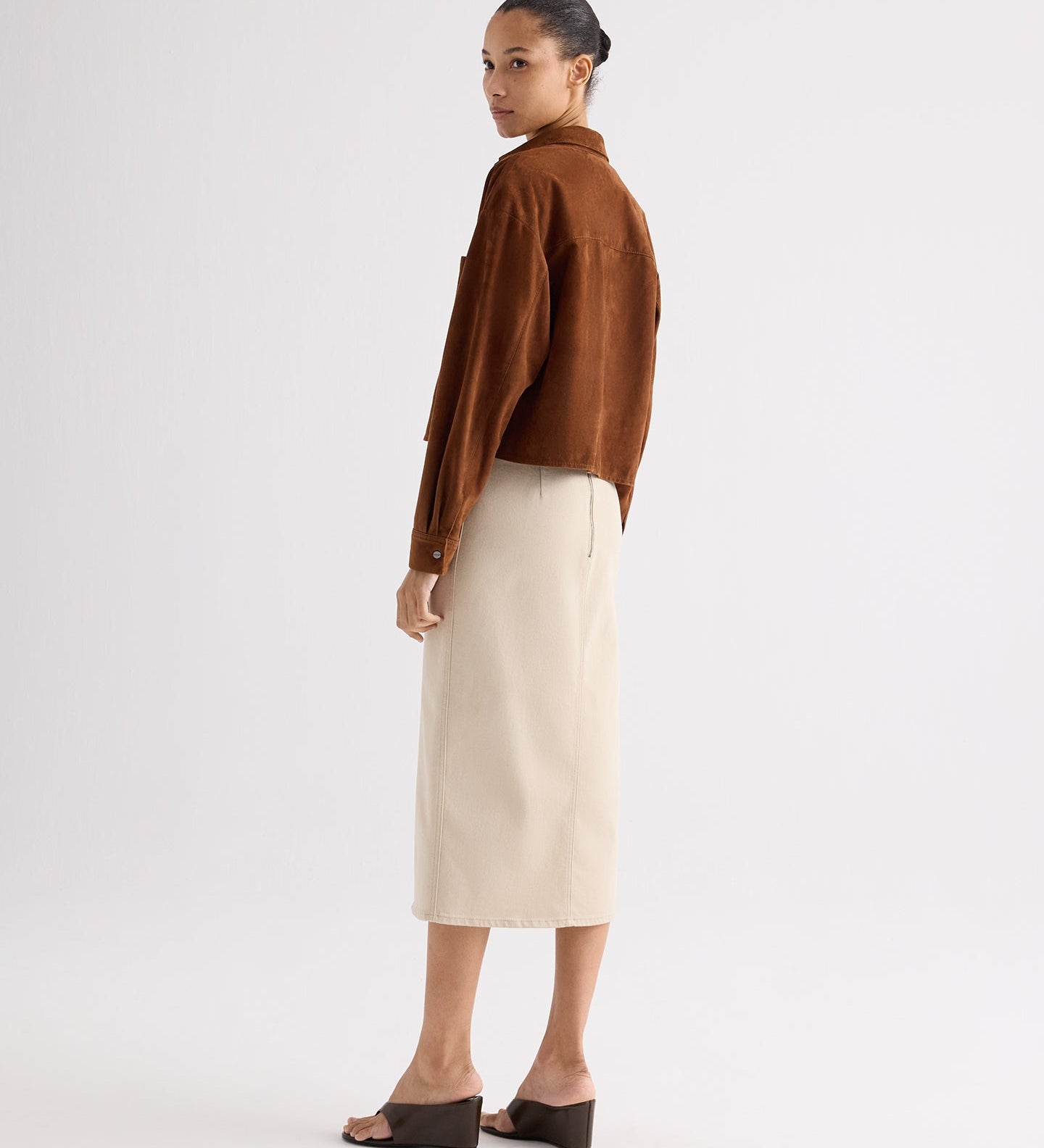 TWP - Pencil Skirt With Details in Sandshell Denim