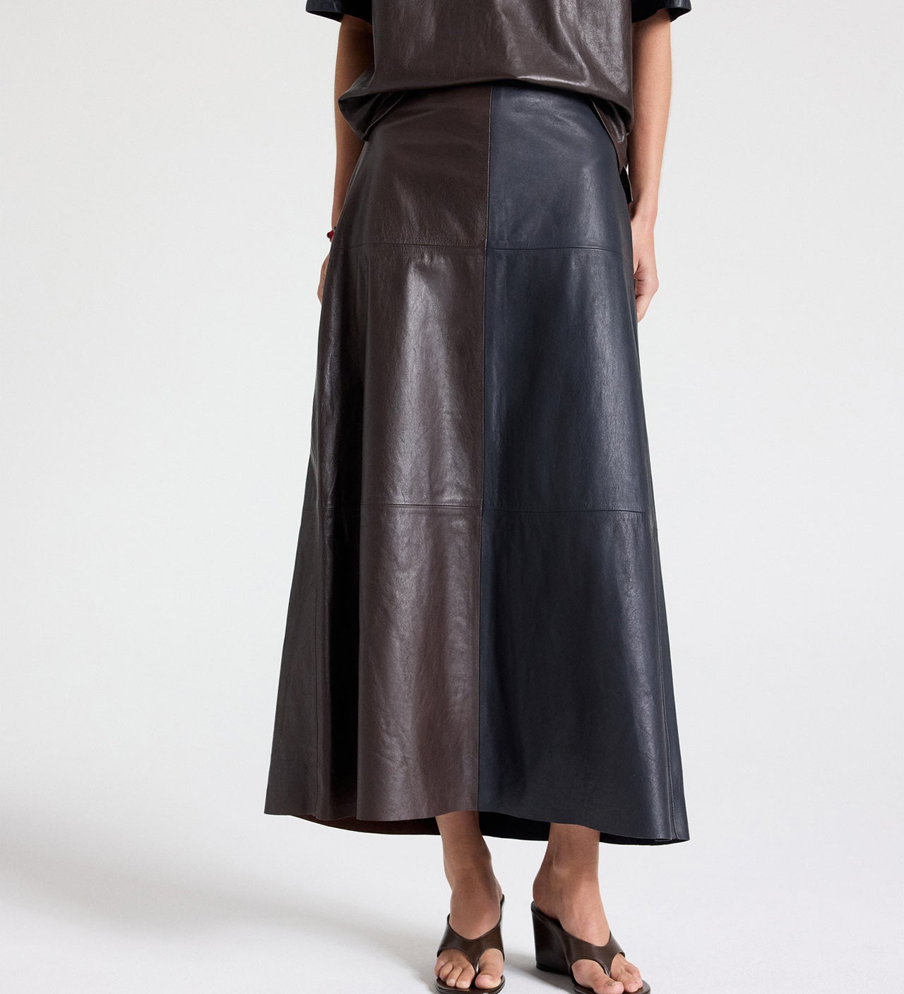TWP - A - LINE SKIRT W CUT SEAMS - MIDNIGHT / DARK CHOCOLATE