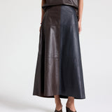 TWP - A - LINE SKIRT W CUT SEAMS - MIDNIGHT / DARK CHOCOLATE