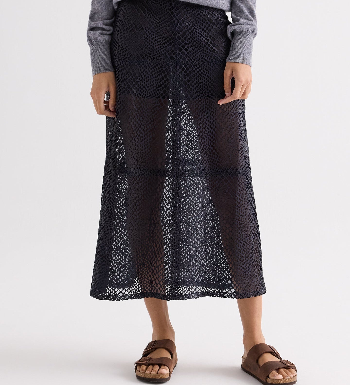 TWP - A - Line Skirt in Perforated Leather