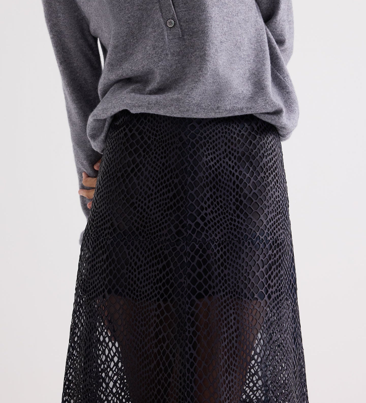 TWP - A - Line Skirt in Perforated Leather