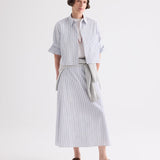 TWP - A - Line Skirt in Micro Hairline Cotton Stripe