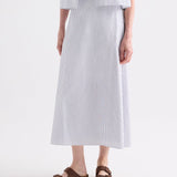 TWP - A - Line Skirt in Micro Hairline Cotton Stripe