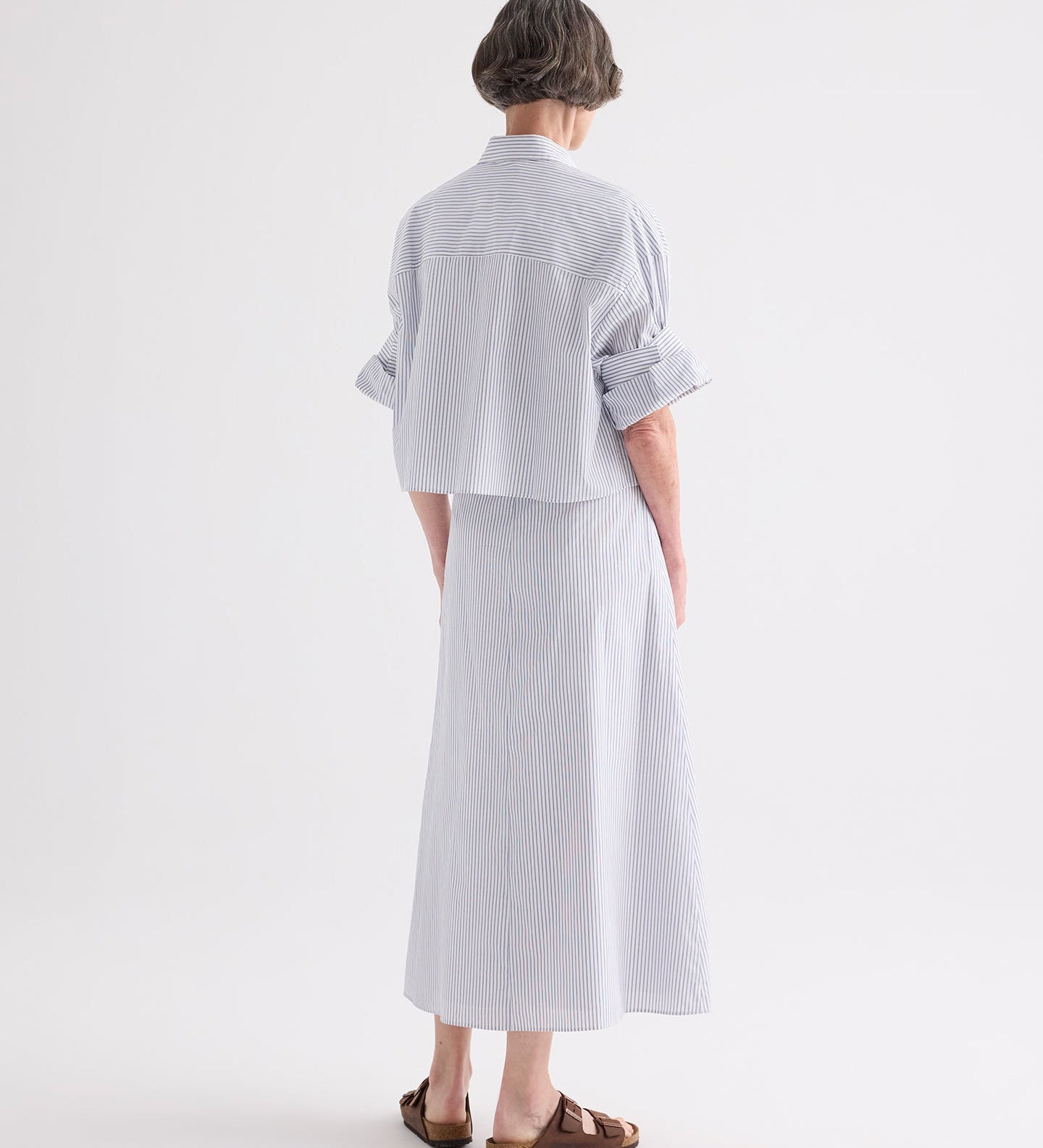 TWP - A - Line Skirt in Micro Hairline Cotton Stripe