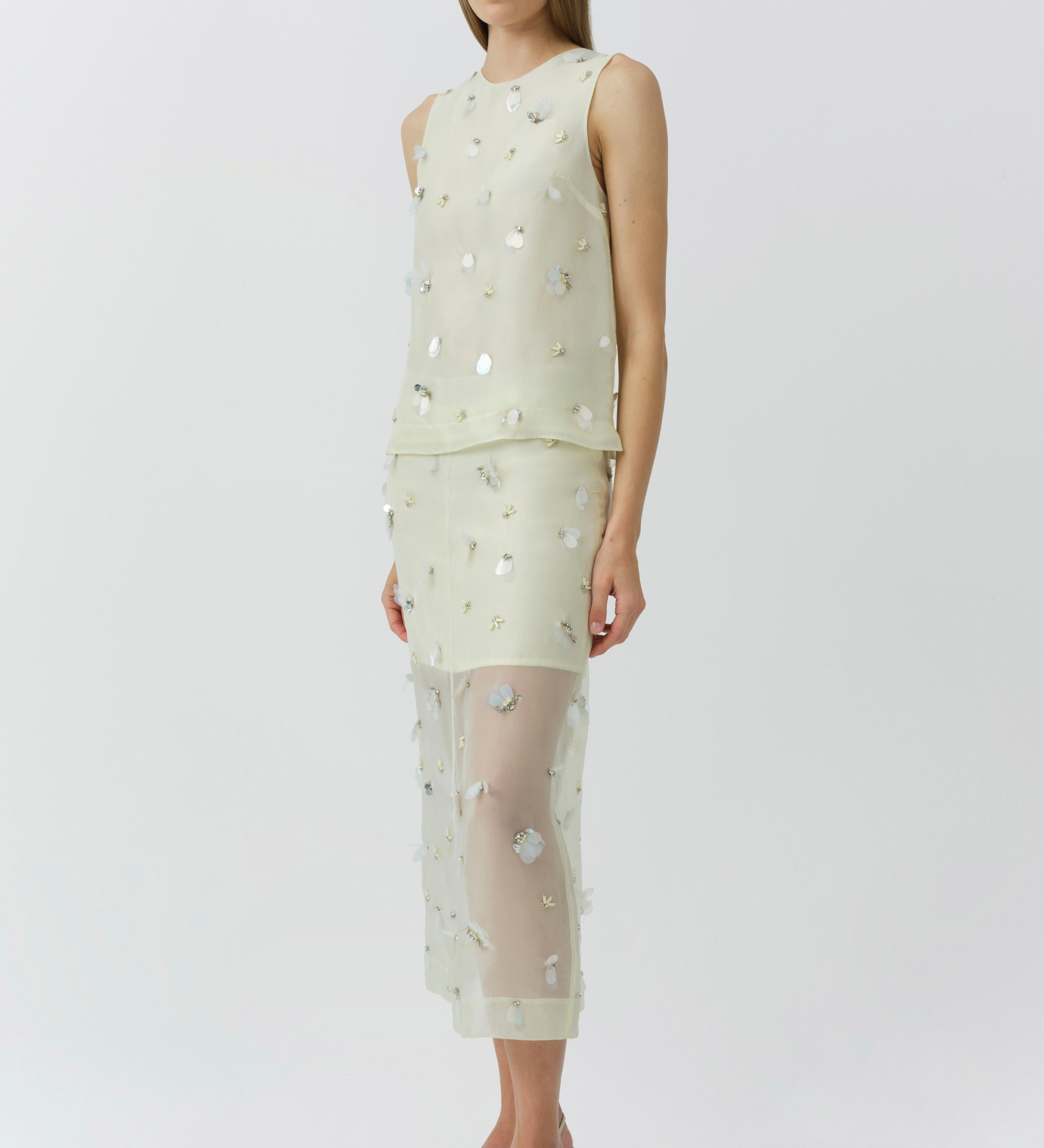 Simkhai - Delilah Embellished Organza Midi Skirt