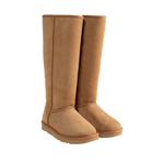 Image 2 of 4 - BROWN - Ugg Women's Classic Ultra Tall Boot is a sky-high version of the iconic style. Featuring a 15-inch shaft height, plush sheepskin lining, and an ultra-lightweight rubber outsole for comfort. Main Material: 17mm Twinface Sheepskin. Lining: 17mm Sheepskin. Insole: 17mm Sheepskin. Sole: Sugarcane EVA. Details: Overlock Stitch Seams. 