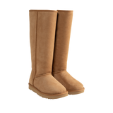 Image 2 of 4 - BROWN - Ugg Women's Classic Ultra Tall Boot is a sky-high version of the iconic style. Featuring a 15-inch shaft height, plush sheepskin lining, and an ultra-lightweight rubber outsole for comfort. Main Material: 17mm Twinface Sheepskin. Lining: 17mm Sheepskin. Insole: 17mm Sheepskin. Sole: Sugarcane EVA. Details: Overlock Stitch Seams. 