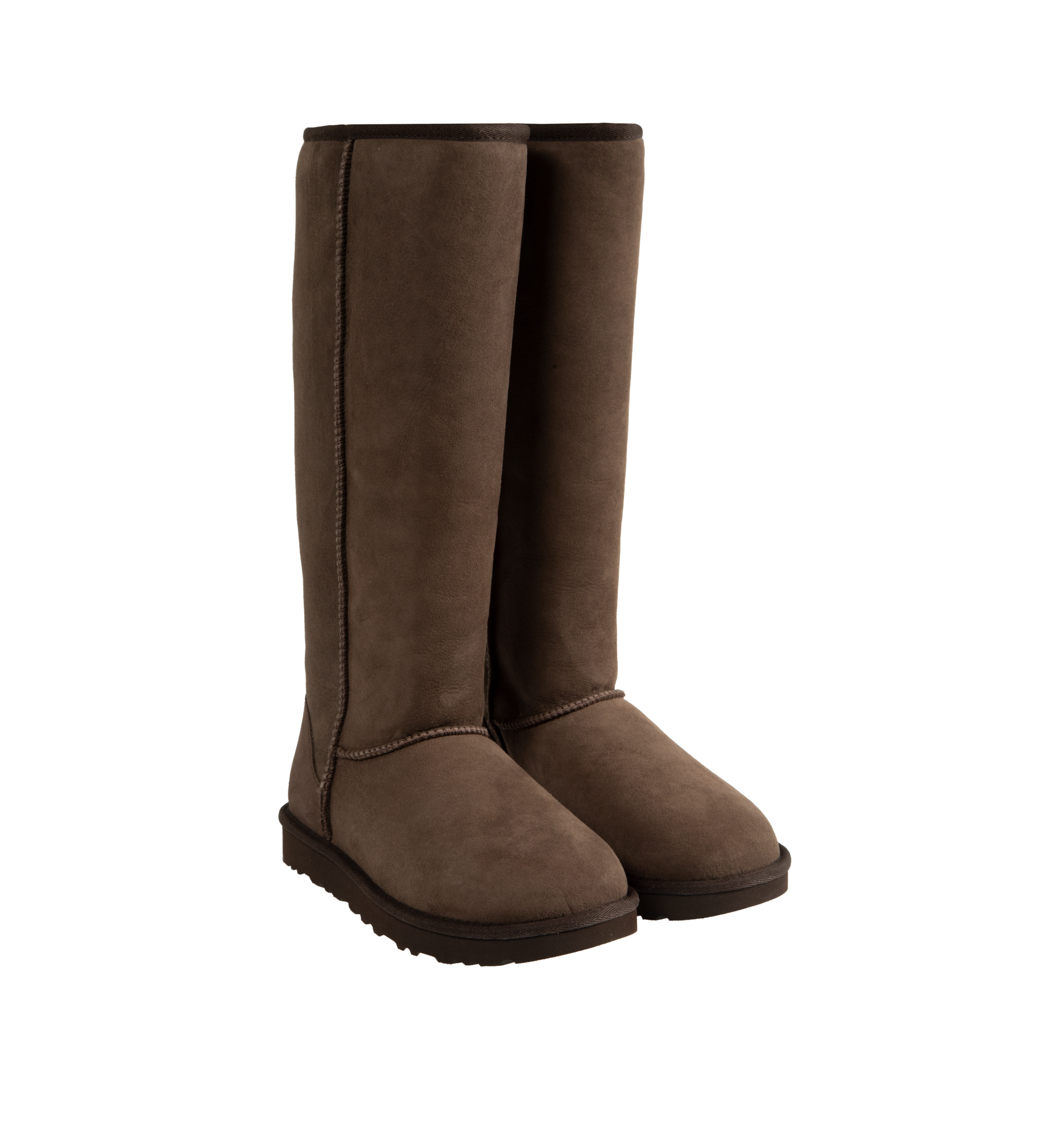 Image 2 of 4 - BROWN - Ugg Women's Classic Ultra Tall Boot is a sky-high version of the iconic style. Featuring a 15-inch shaft height, plush sheepskin lining, and an ultra-lightweight rubber outsole for comfort. Main Material: 17mm Twinface Sheepskin. Lining: 17mm Sheepskin. Insole: 17mm Sheepskin. Sole: Sugarcane EVA. Details: Overlock Stitch Seams. 