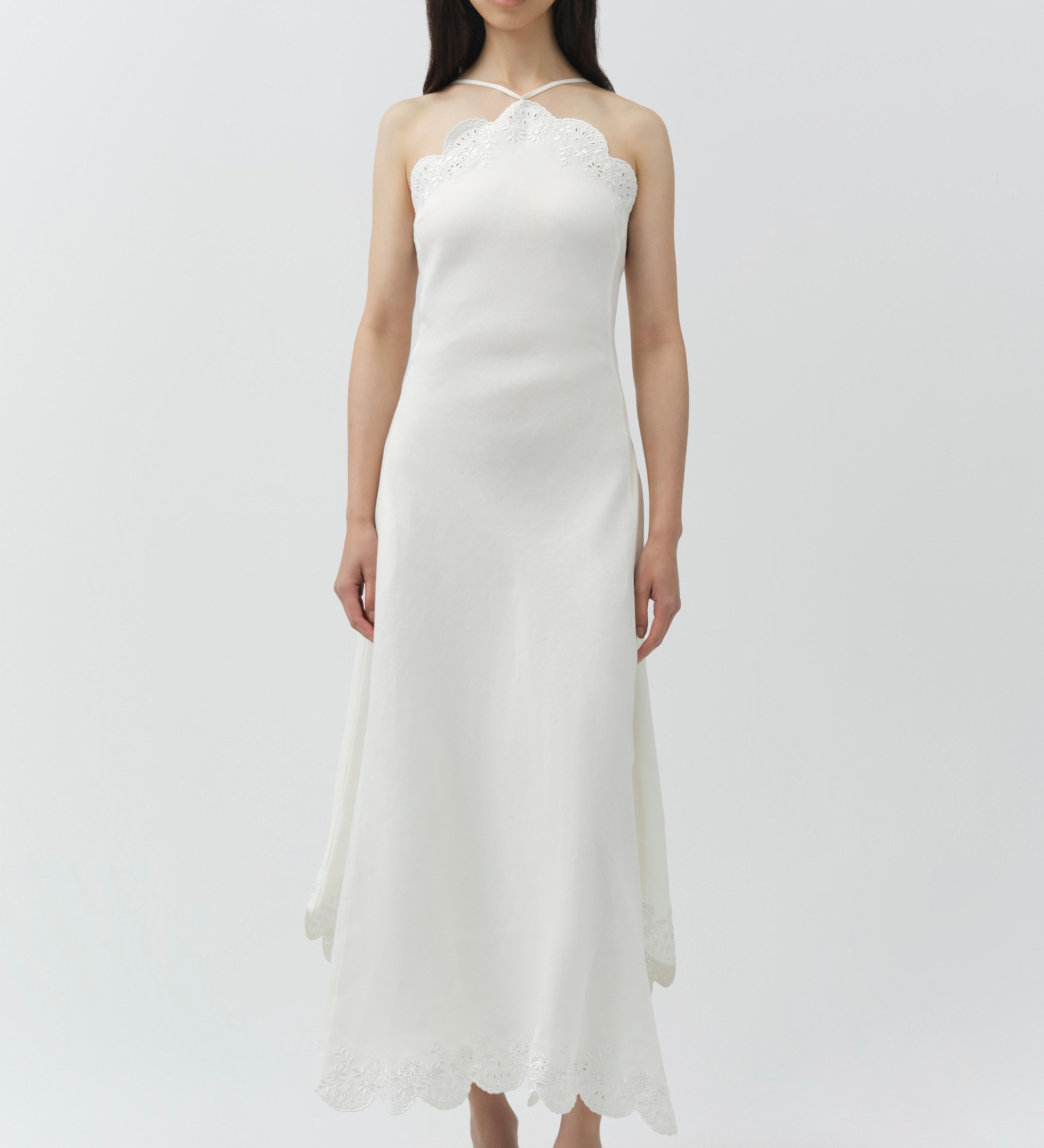 Simkhai - Gillian Embroidered Linen Midi Dress