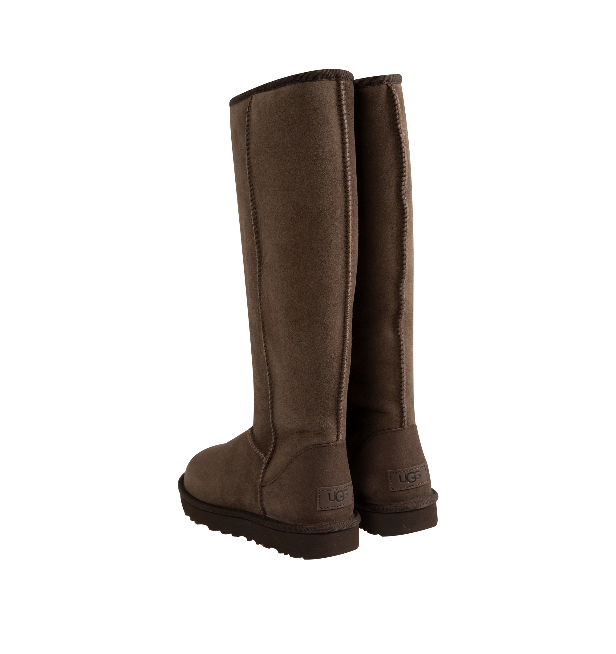 Image 3 of 4 - BROWN - Ugg Women's Classic Ultra Tall Boot is a sky-high version of the iconic style. Featuring a 15-inch shaft height, plush sheepskin lining, and an ultra-lightweight rubber outsole for comfort. Main Material: 17mm Twinface Sheepskin. Lining: 17mm Sheepskin. Insole: 17mm Sheepskin. Sole: Sugarcane EVA. Details: Overlock Stitch Seams. 