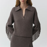Simkhai - Natalia Collared Fringe Sweater