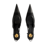 Saint Laurent - Renee 75 Leather & Satin Slingback Pump