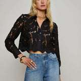 L'AGENCE - Seychelle Cropped Eyelet Blouse