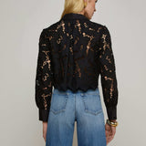 L'AGENCE - Seychelle Cropped Eyelet Blouse