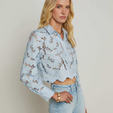 L'AGENCE - Seychelle Cropped Eyelet Blouse