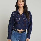 L'AGENCE - Seychelle Cropped Eyelet Blouse