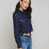 L'AGENCE - Seychelle Cropped Eyelet Blouse