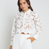 L'AGENCE - Seychelle Cropped Eyelet Blouse