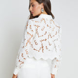 L'AGENCE - Seychelle Cropped Eyelet Blouse