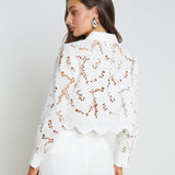 L'AGENCE - Seychelle Cropped Eyelet Blouse