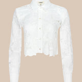 L'AGENCE - Seychelle Cropped Eyelet Blouse