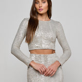 L'AGENCE - Rogan Sequin Cropped Top
