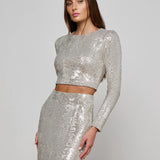 L'AGENCE - Rogan Sequin Cropped Top