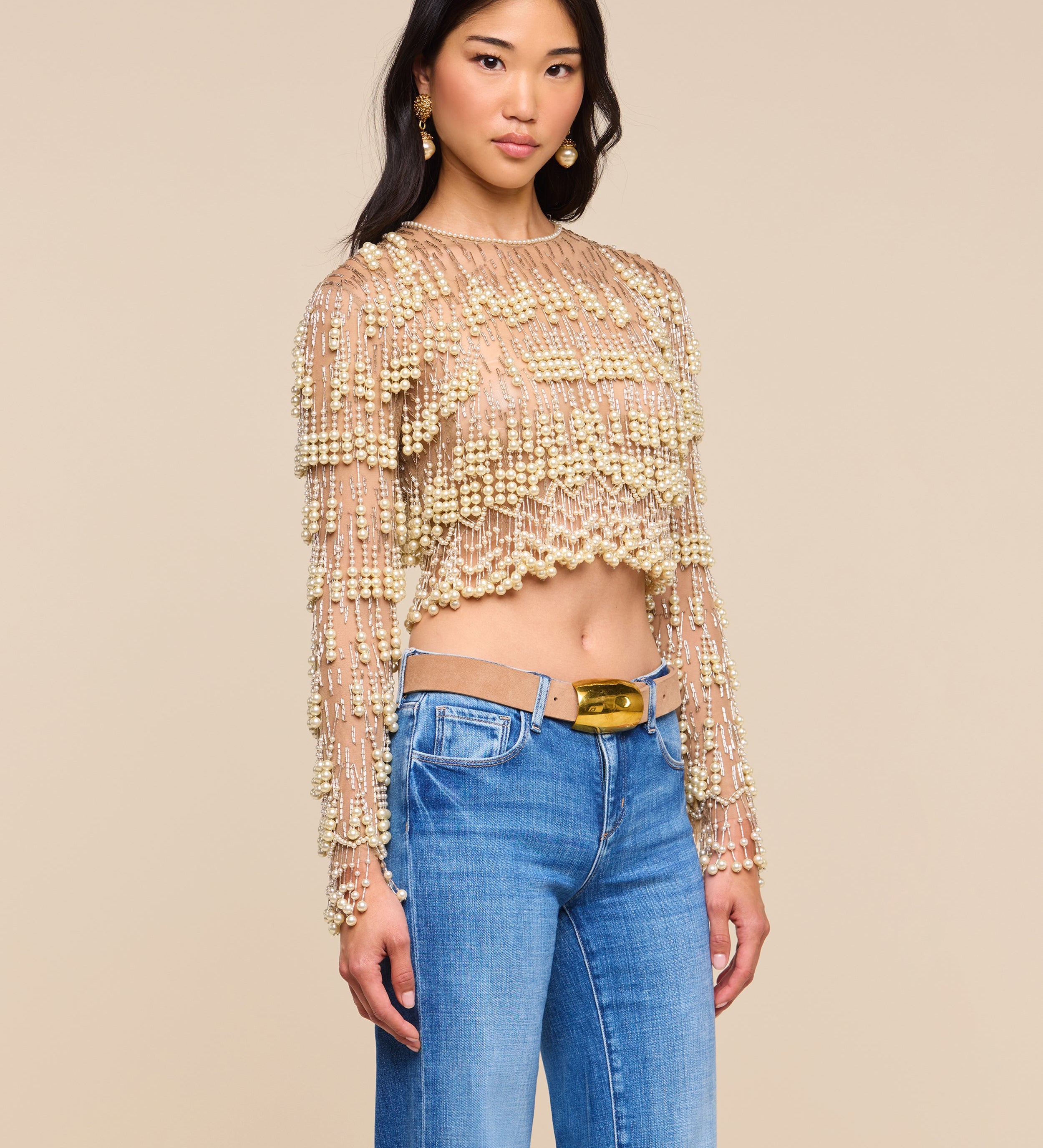 L'AGENCE - Rogan Pearl Fringe Top