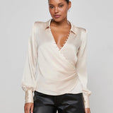 L'AGENCE - Bernice Satin Wrap Blouse