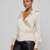L'AGENCE - Bernice Satin Wrap Blouse