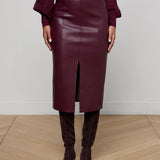 L'AGENCE - Arlette Vegan Leather Midi Skirt