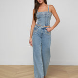 L'AGENCE - Scottie Embellished Wide - Leg Jean