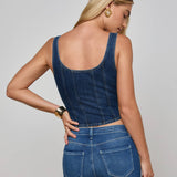 L'AGENCE - Elysia Zip Corset Denim Tank